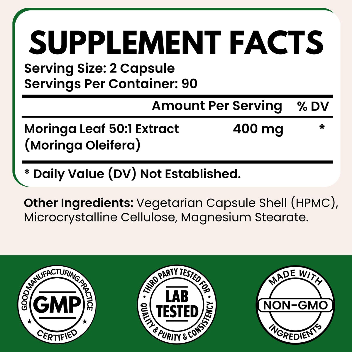 Moringa Oleifera Extract Capsules 400mg Q1109
