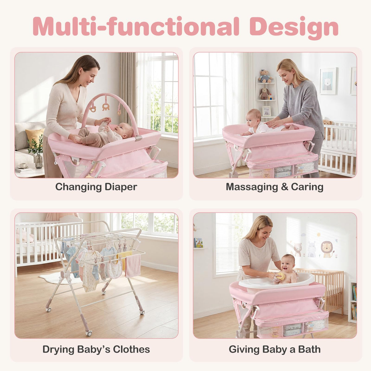 Portable Foldable Baby Changing Table with Wheels G629577