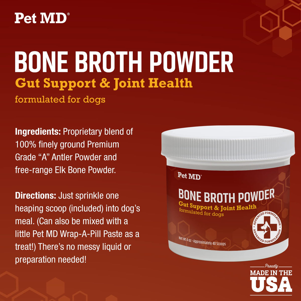 Bone Broth Powder Supplement & Peanut Butter Flavor Pill Paste M484