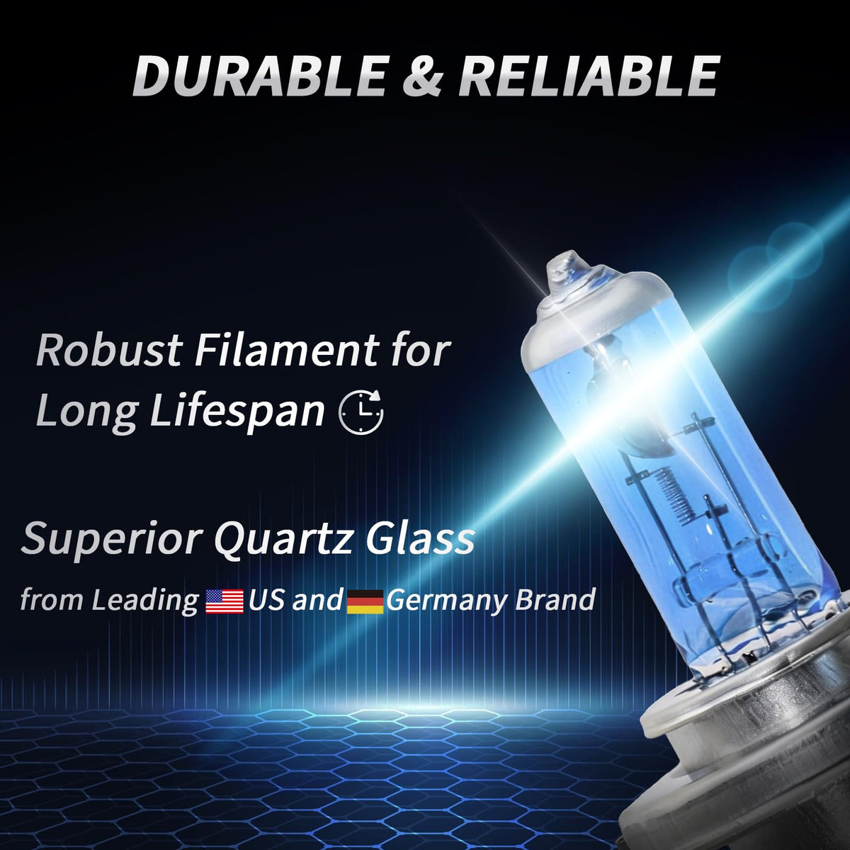 H4 Halogen Headlight Bulb 6000K Cool White Pack of 2 U800