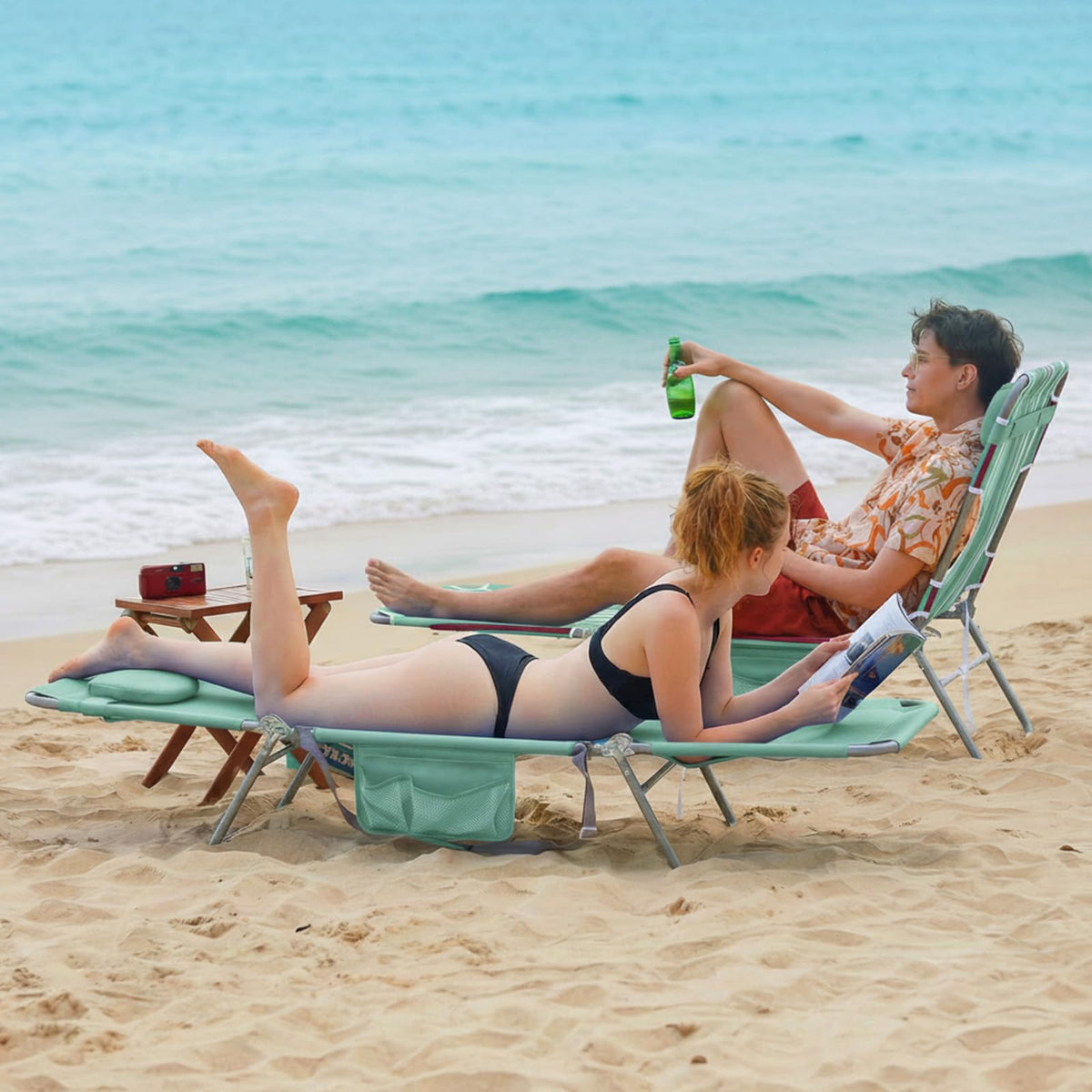 Portable Folding Beach Chair with Face Hole M930953