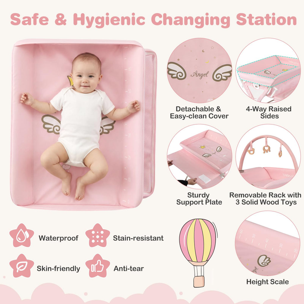 Portable Foldable Baby Changing Table with Wheels G629577