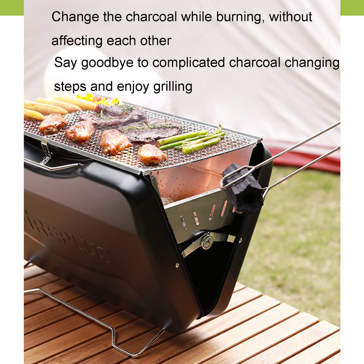 Foldable Portable Stainless Steel Charcoal BBQ Grill W99416