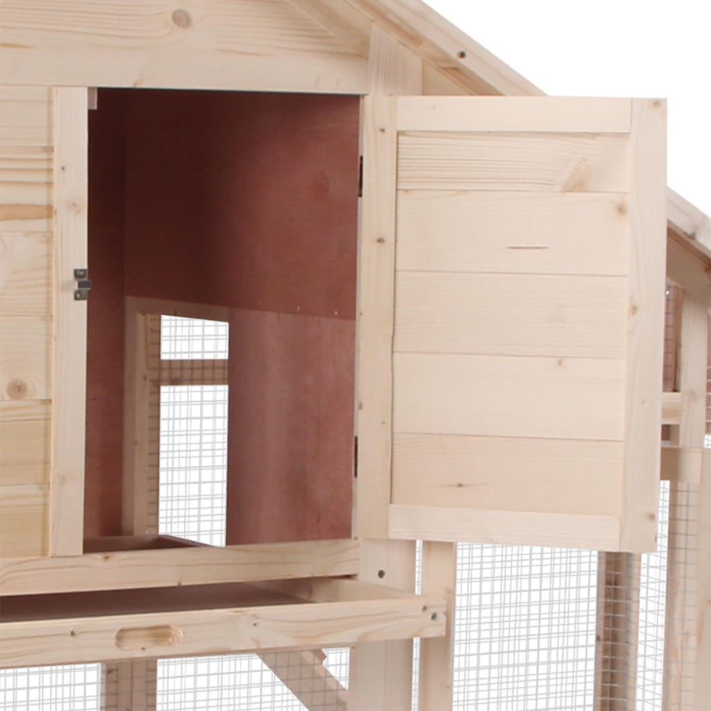 55" 2-Tier Wooden Rabbit Hutch with Ramp F9180