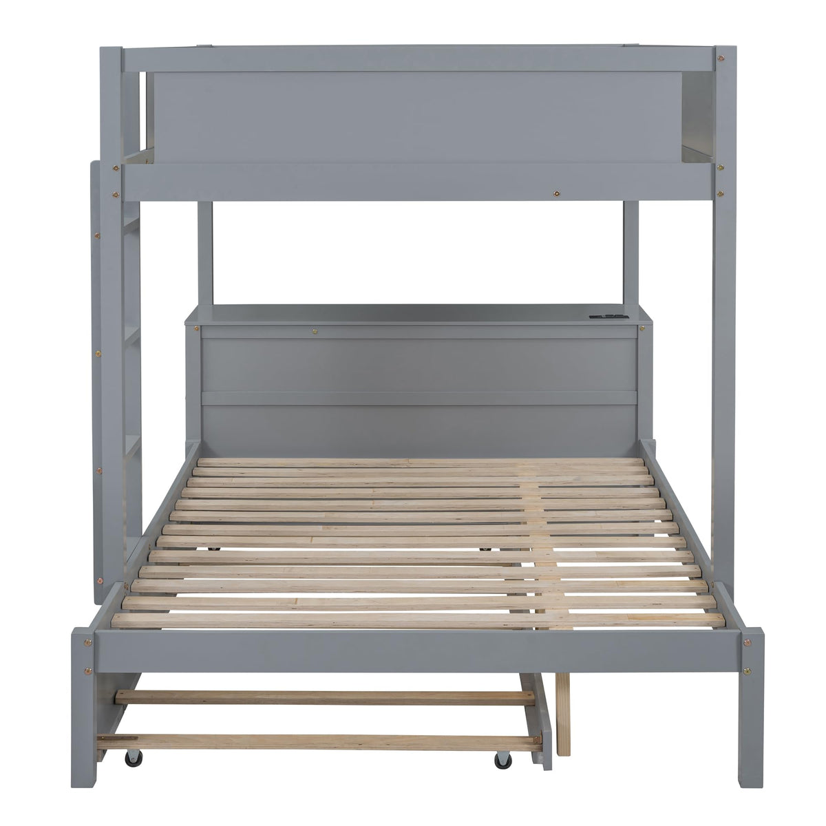 Gray Wood Full Over Full Bunk Bed with Twin Trundle H61778
