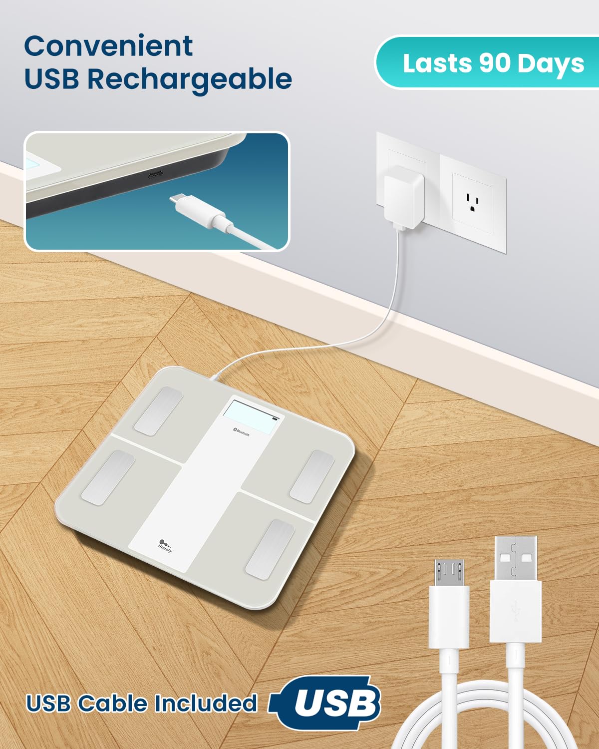 USB Rechargeable Digital Bathroom Scale Q45994