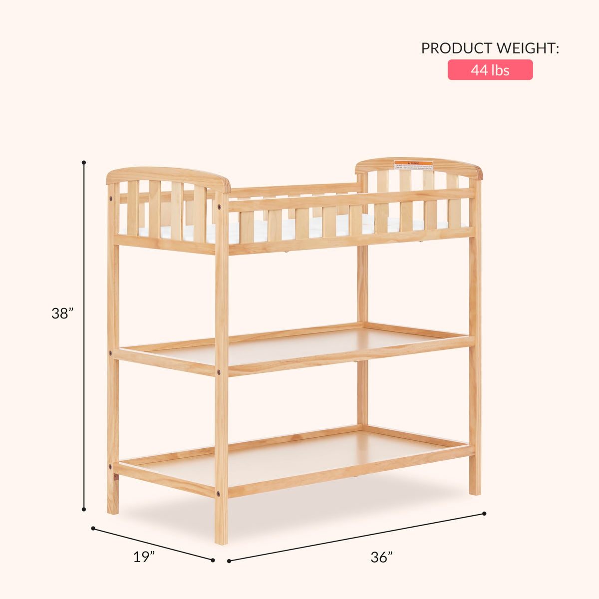 Compact Portable Pinewood Changing Table with Safety Rails S564854