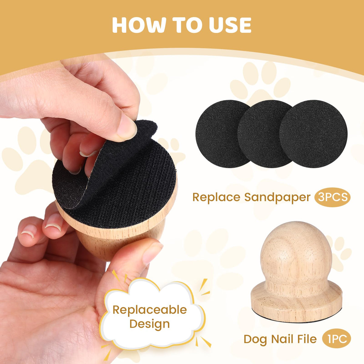 Dog Nail File with 3 Pcs Replaceable Sandpaper V64179