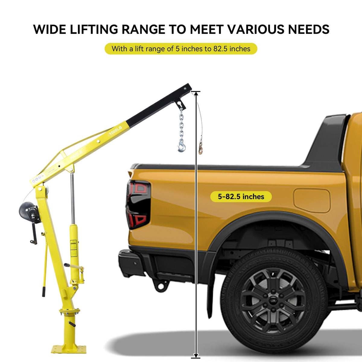 2000 lbs Folding Truck Crane with Hydraulic Winch S365