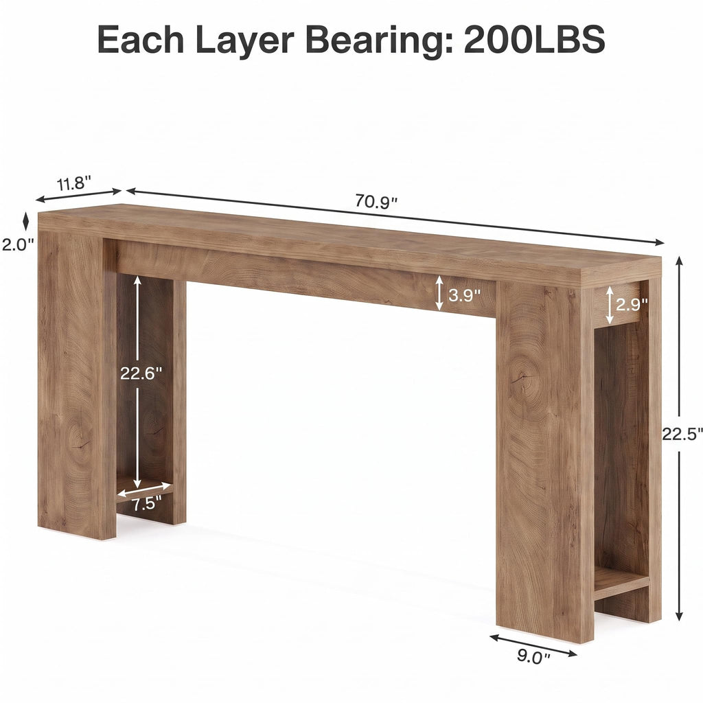 70.9-Inch Light Brown Console Table E92633