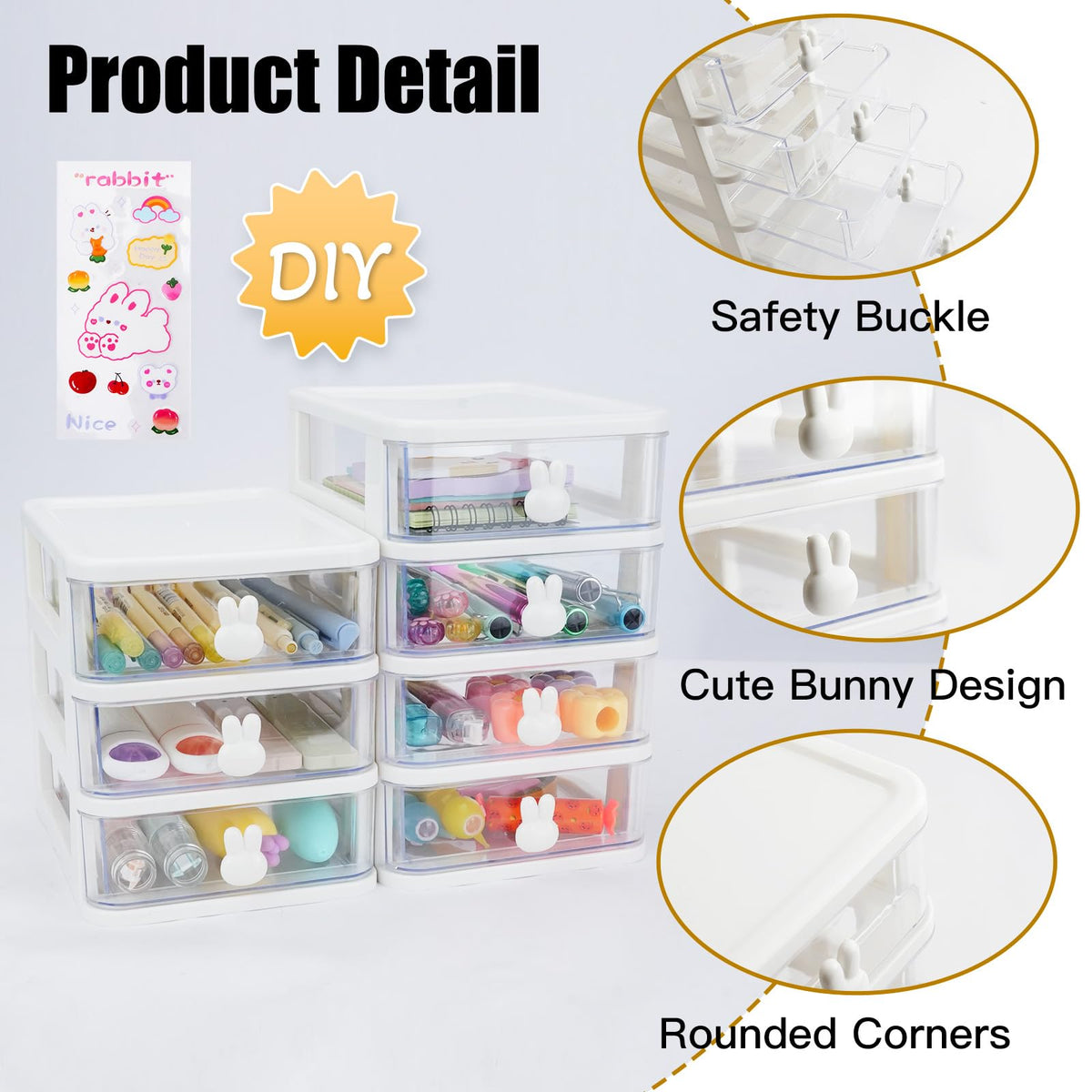 White 3 Tier Small Desk Organizer with Drawer Q86135