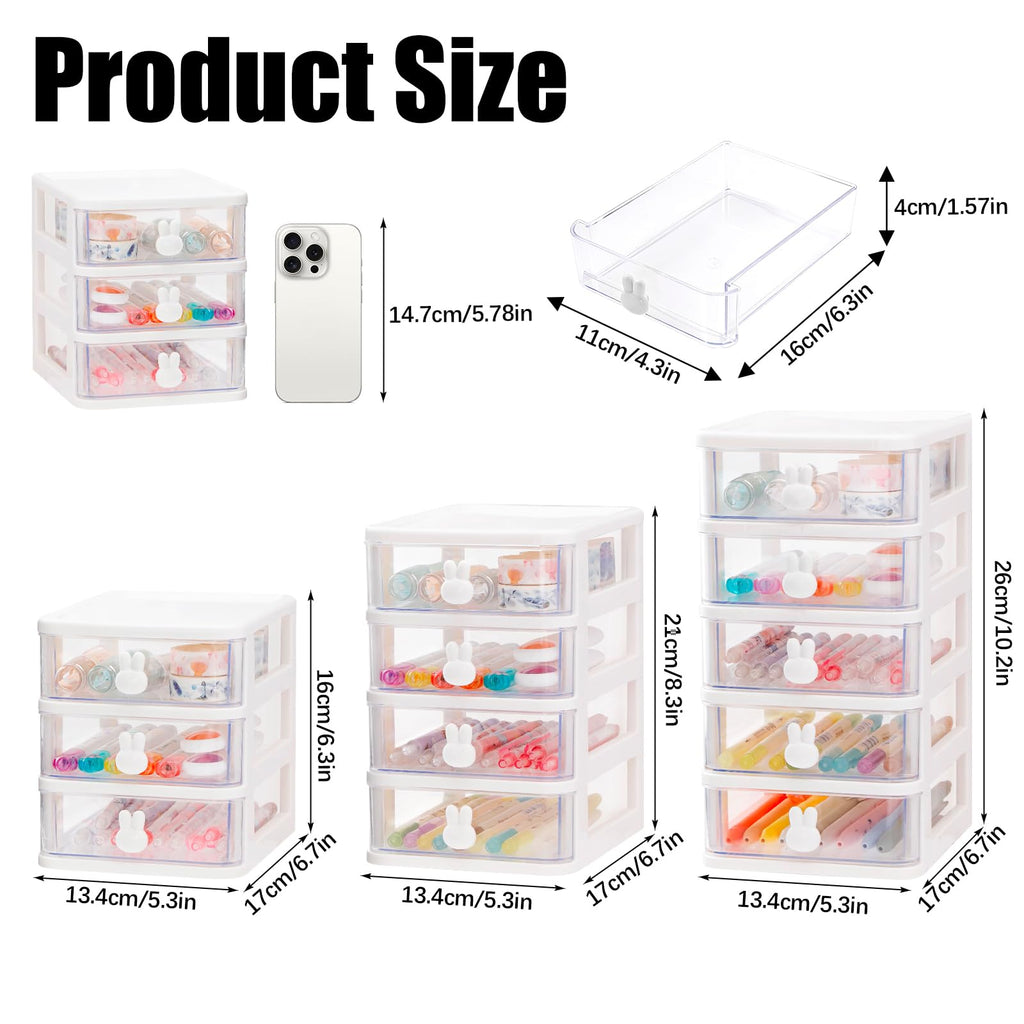 White 3 Tier Small Desk Organizer with Drawer Q86135