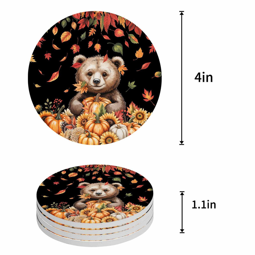 Absorbent Stone Ceramic Coaster with Cork Back, Set of 8 P435341