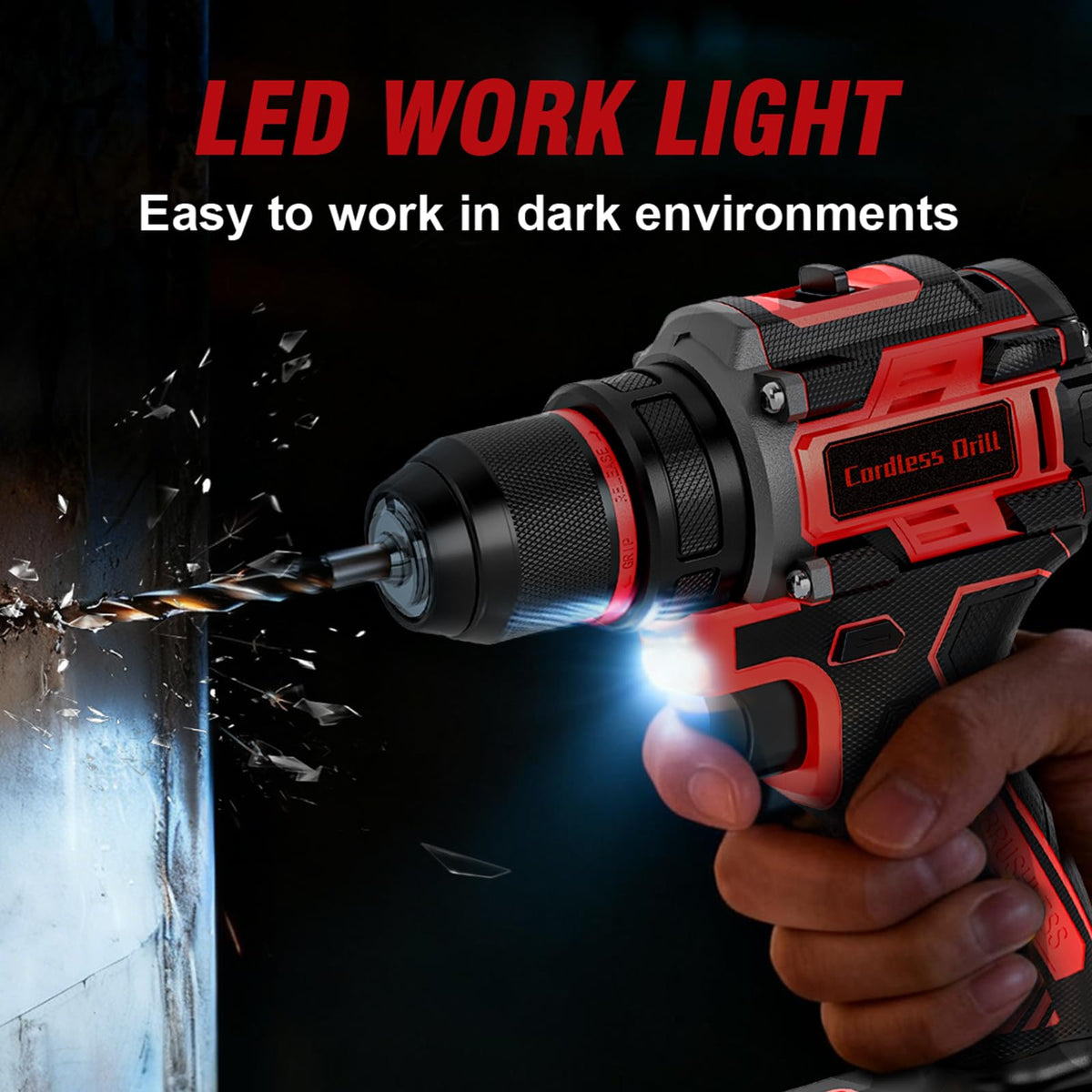 21V Brushless Cordless Drill with 2.0Ah Power Pack and Charger D11837