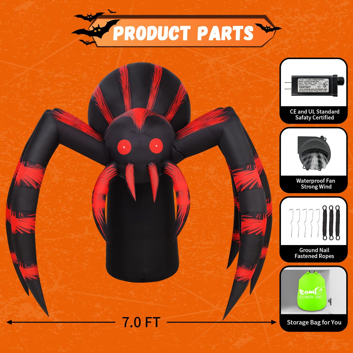 7FT Halloween Inflatables Yard Decor with LEDs Y757