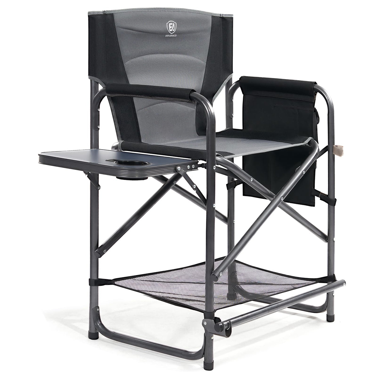 Medium Tall Directors Chair with Side Table Grey U7893
