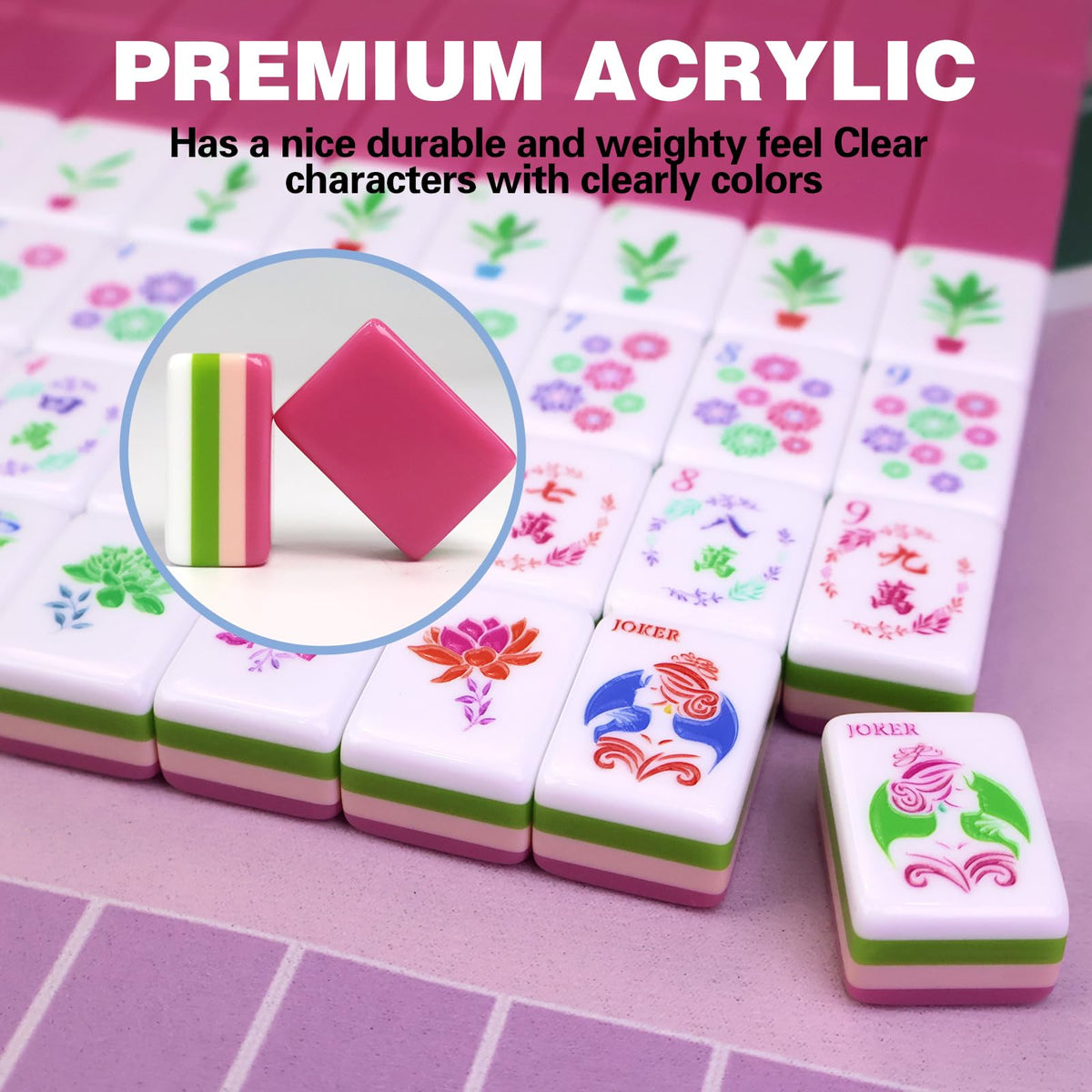Acrylic 160 Tiles Mahjong Game Set with Carrying Bag N248