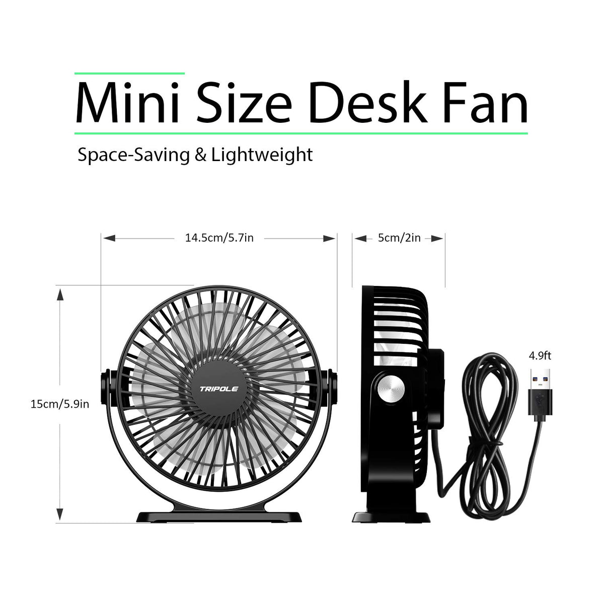 2 Pack USB Powered Mini Portable Desk Fan Q52793