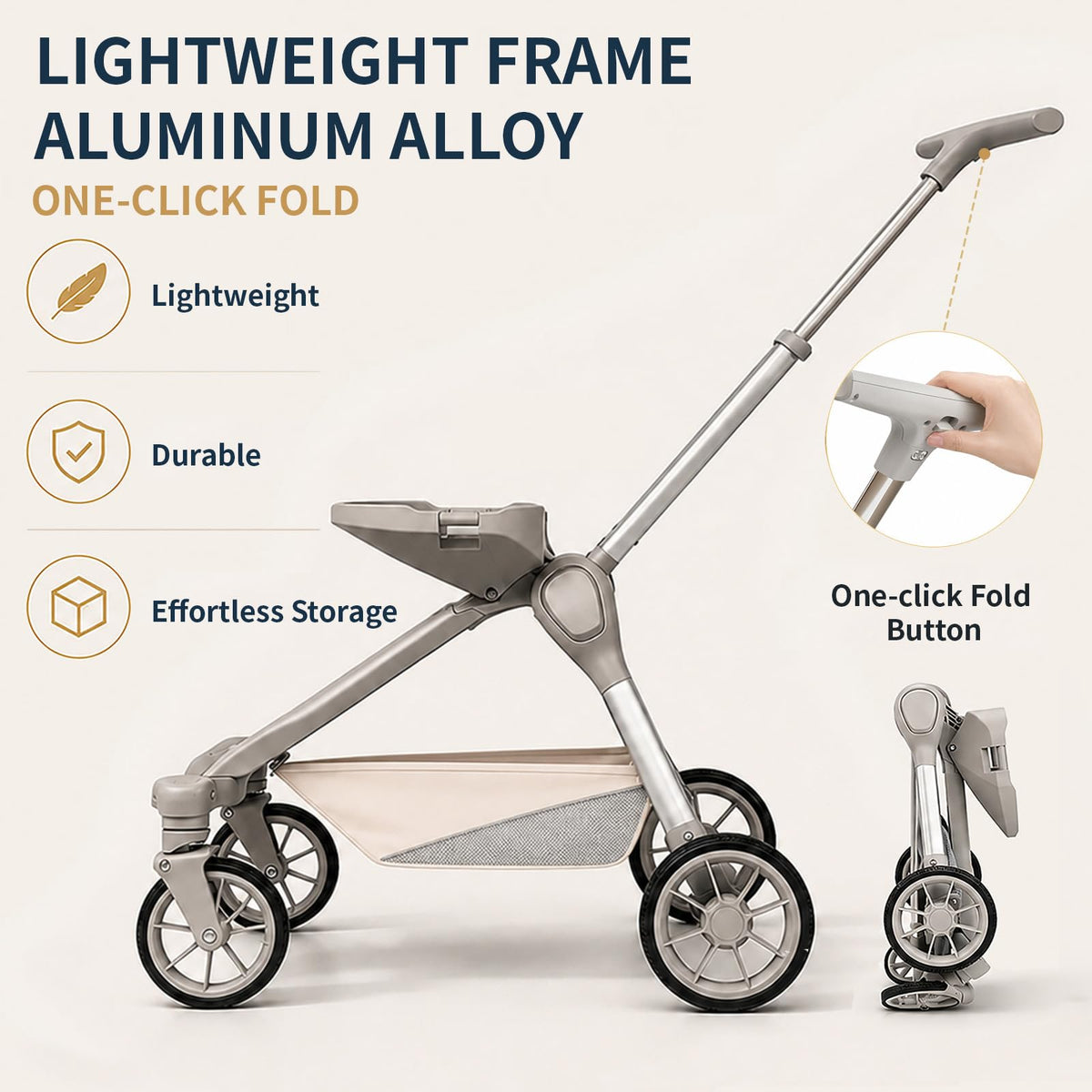 Khaki Dog Stroller with Detachable Carrier O571