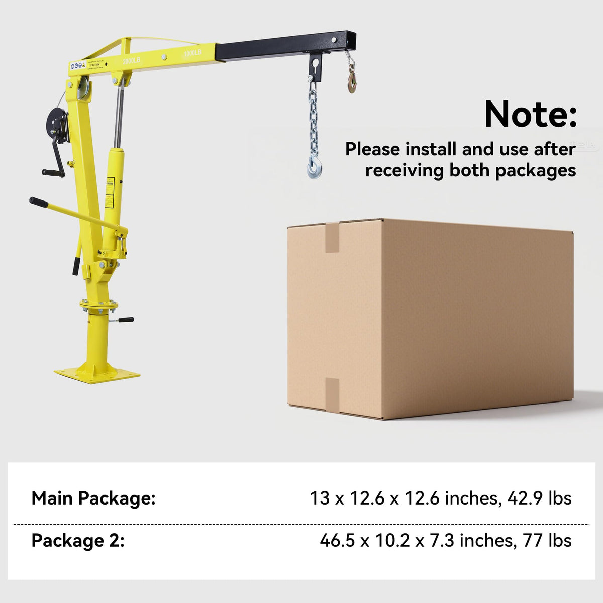 2000 lbs Folding Truck Crane with Hydraulic Winch S365