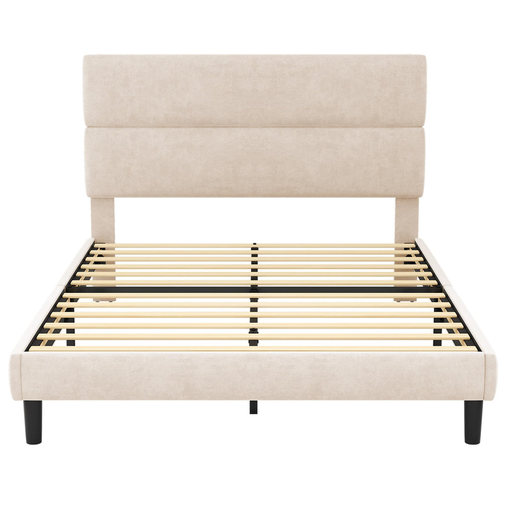 Queen Size Velvet Upholstered Platform Bed Frame R619