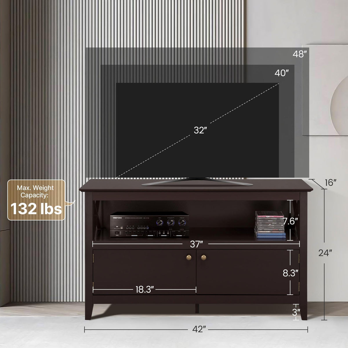42in TV Stand with Storage V72917