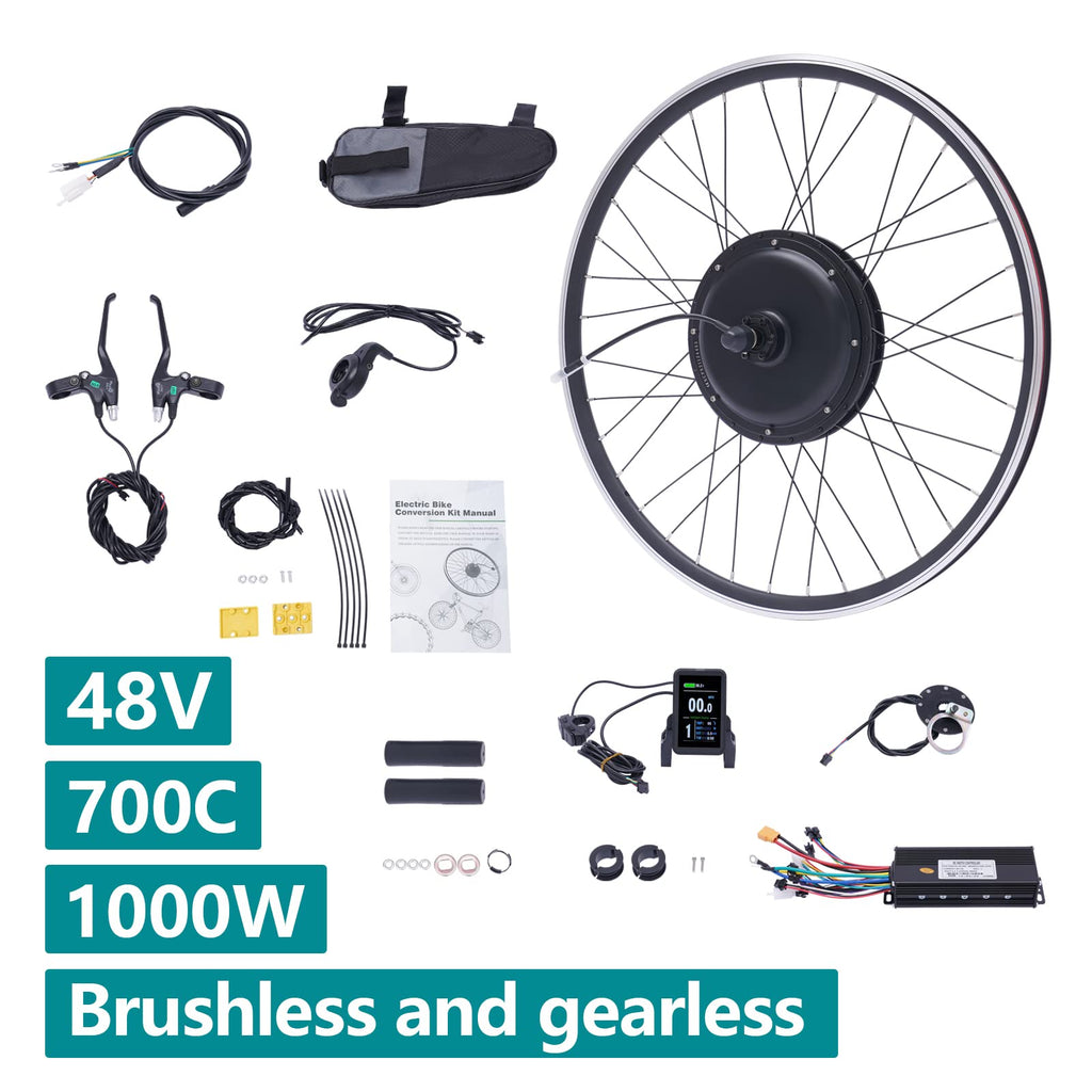 48V 1000W E-Bike Conversion Kit with Display Brushless Gearless Motor T419