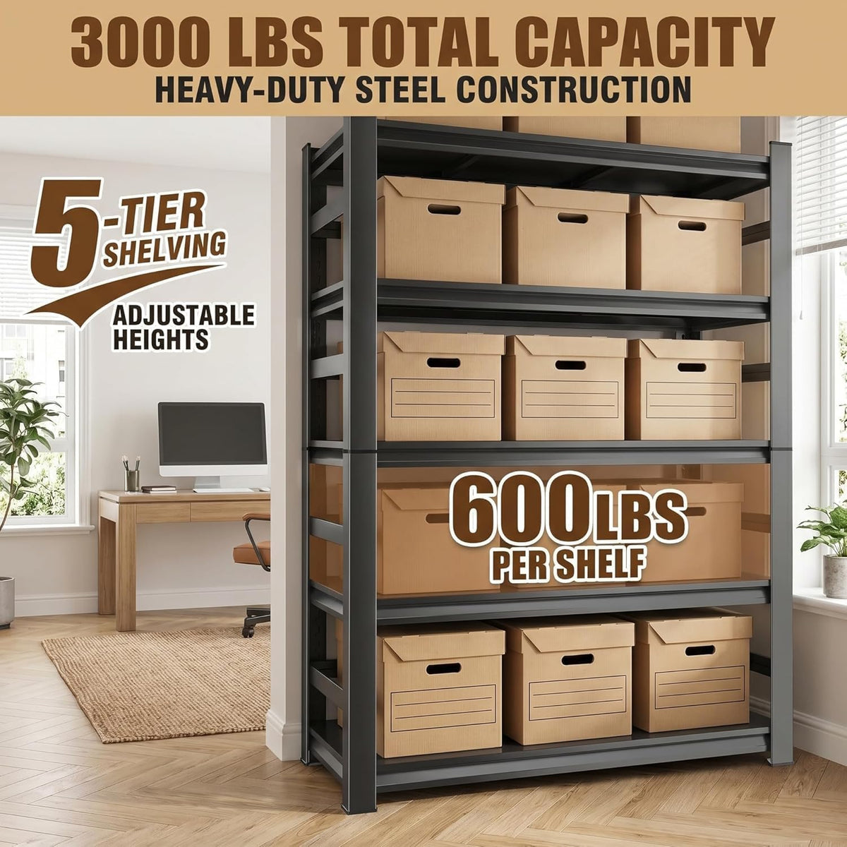 5 Tier Adjustable Wooden Bookshelf X5094