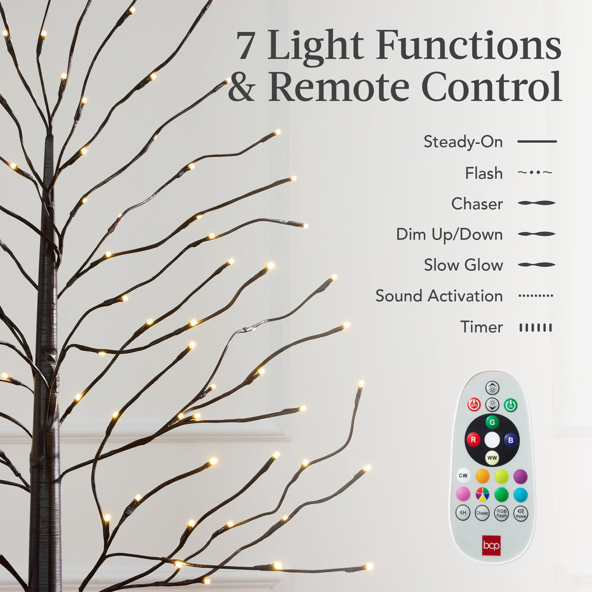 4ft 6ft 8ft Lighted Birch Tree 3Pk with LED Lights Z911949