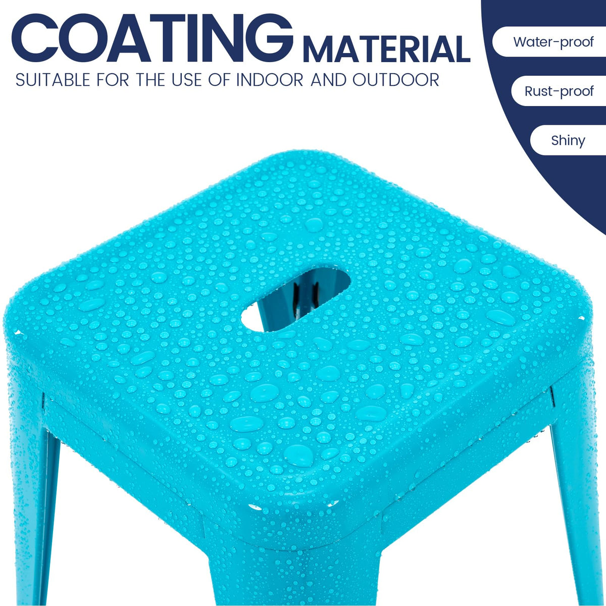 Teal Blue 18 Inch Metal Stools Set of 4 V63660