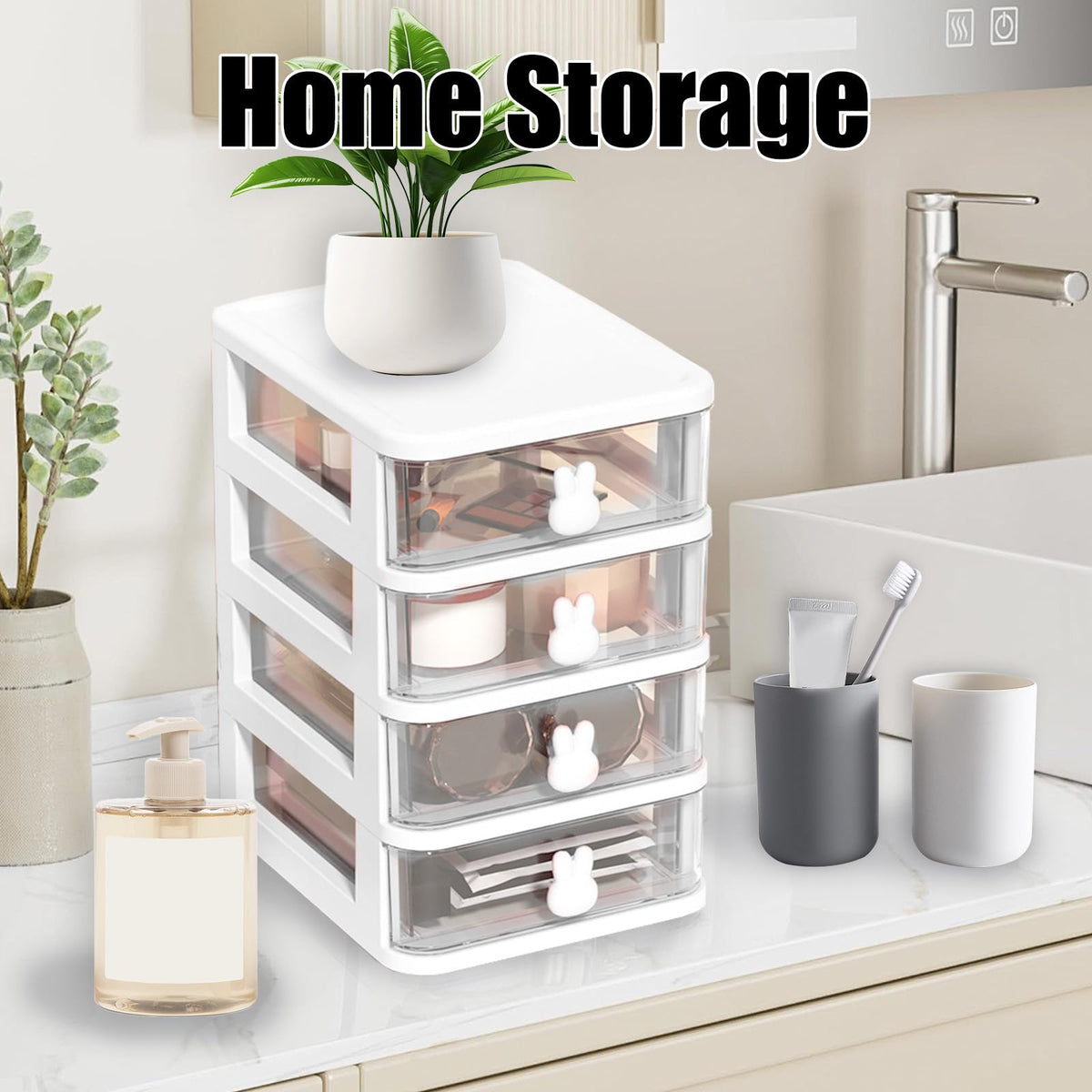 White 3 Tier Small Desk Organizer with Drawer Q86135