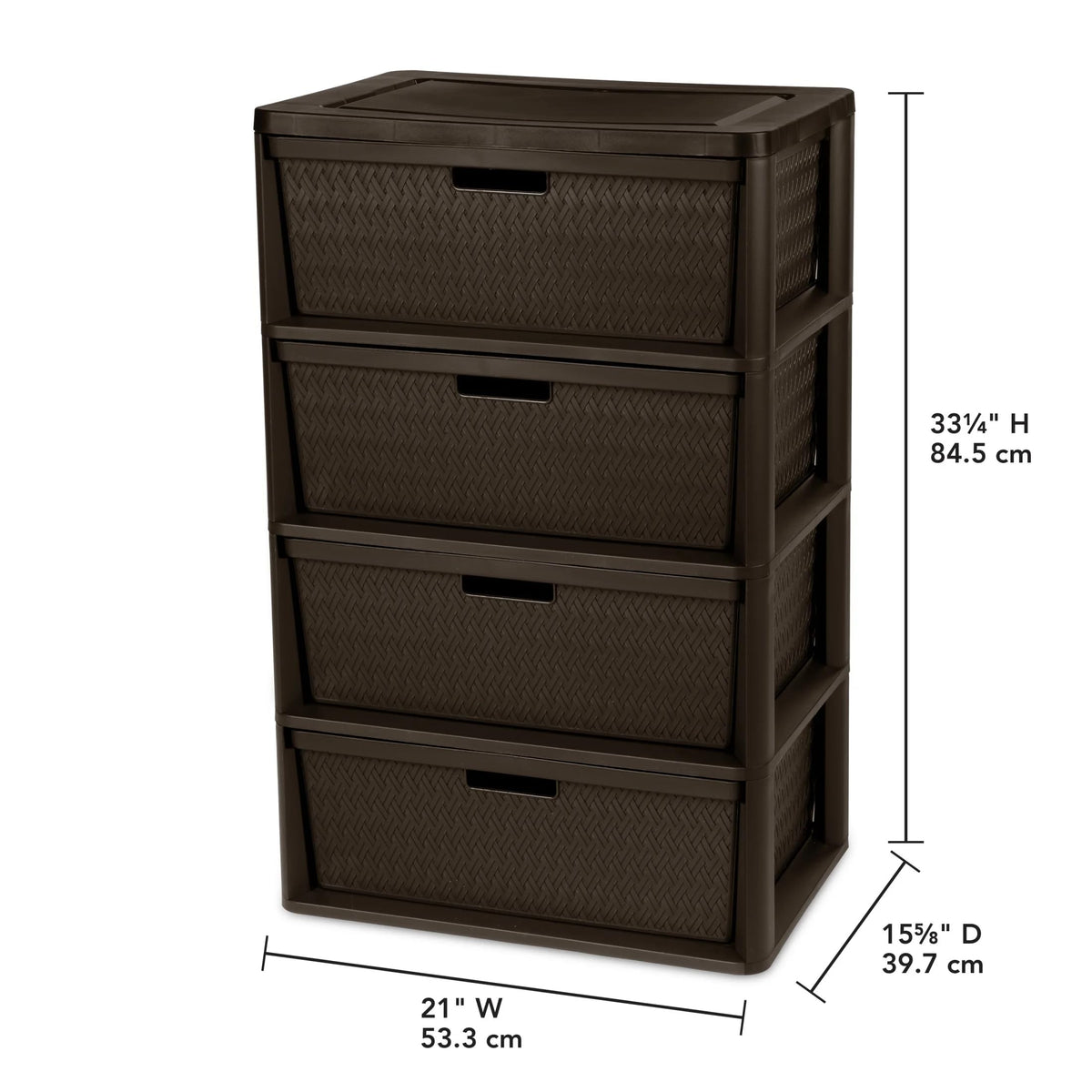 Dark Brown 4 Drawer Plastic Drawer Tower U72126
