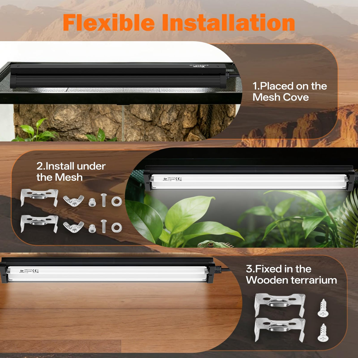24W 22'' UVB Reptile Light Fixture Combo Kit I187203