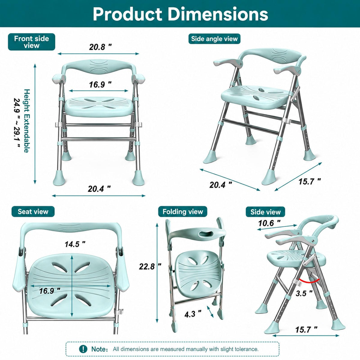 Heavy Duty Shower Chair with Arms and Back S1543