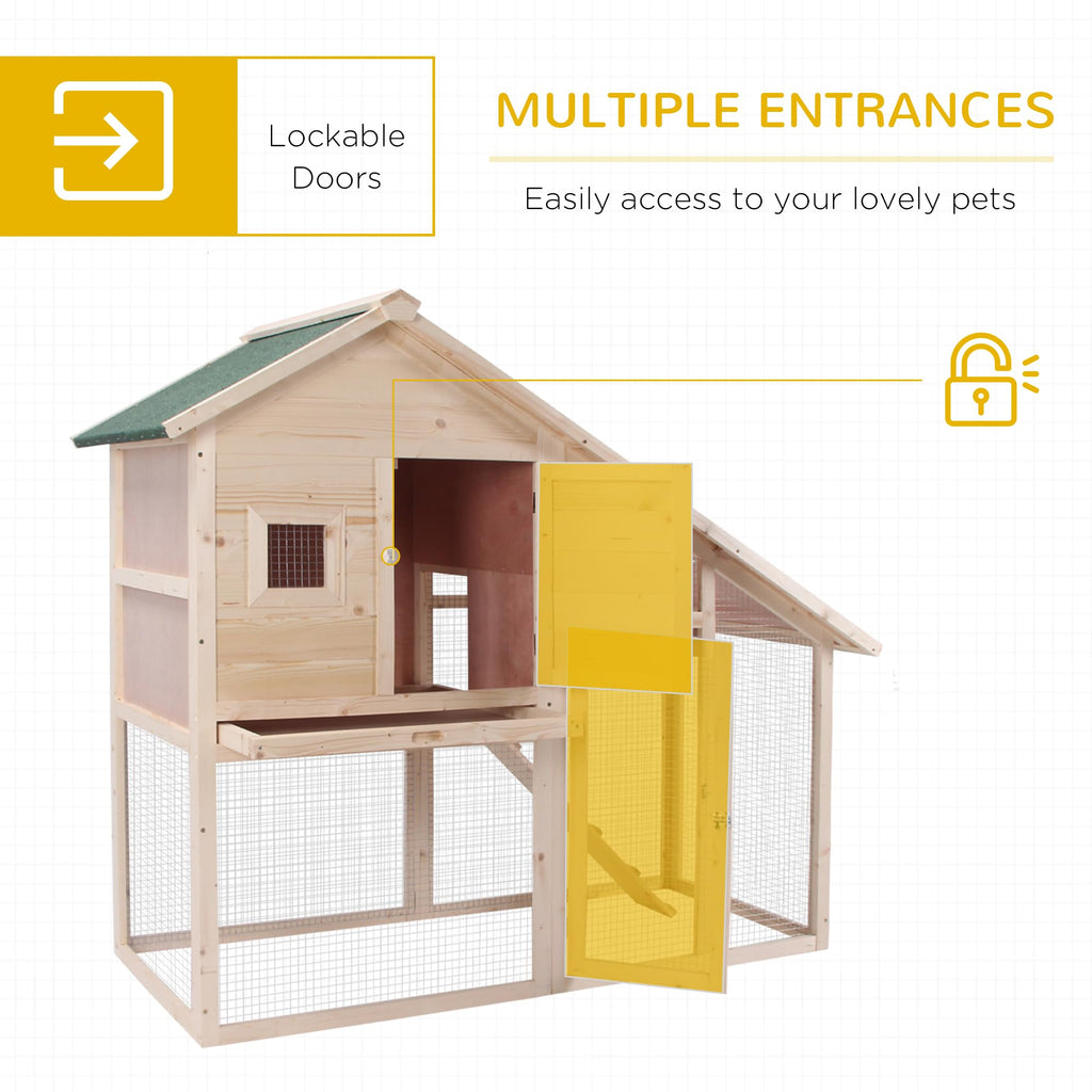 55" 2-Tier Wooden Rabbit Hutch with Ramp F9180