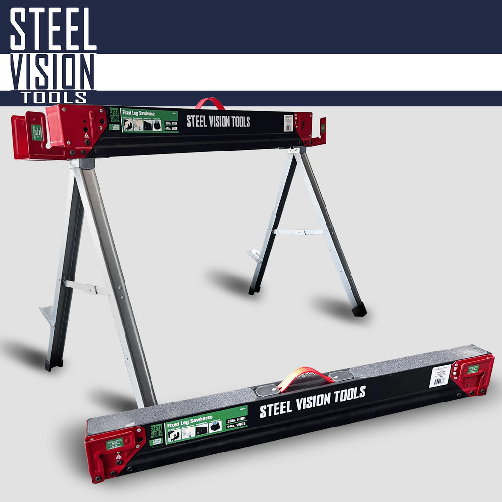 Folding Heavy Duty Metal Sawhorse 2 Pack with 2x4 Support Bracket B661