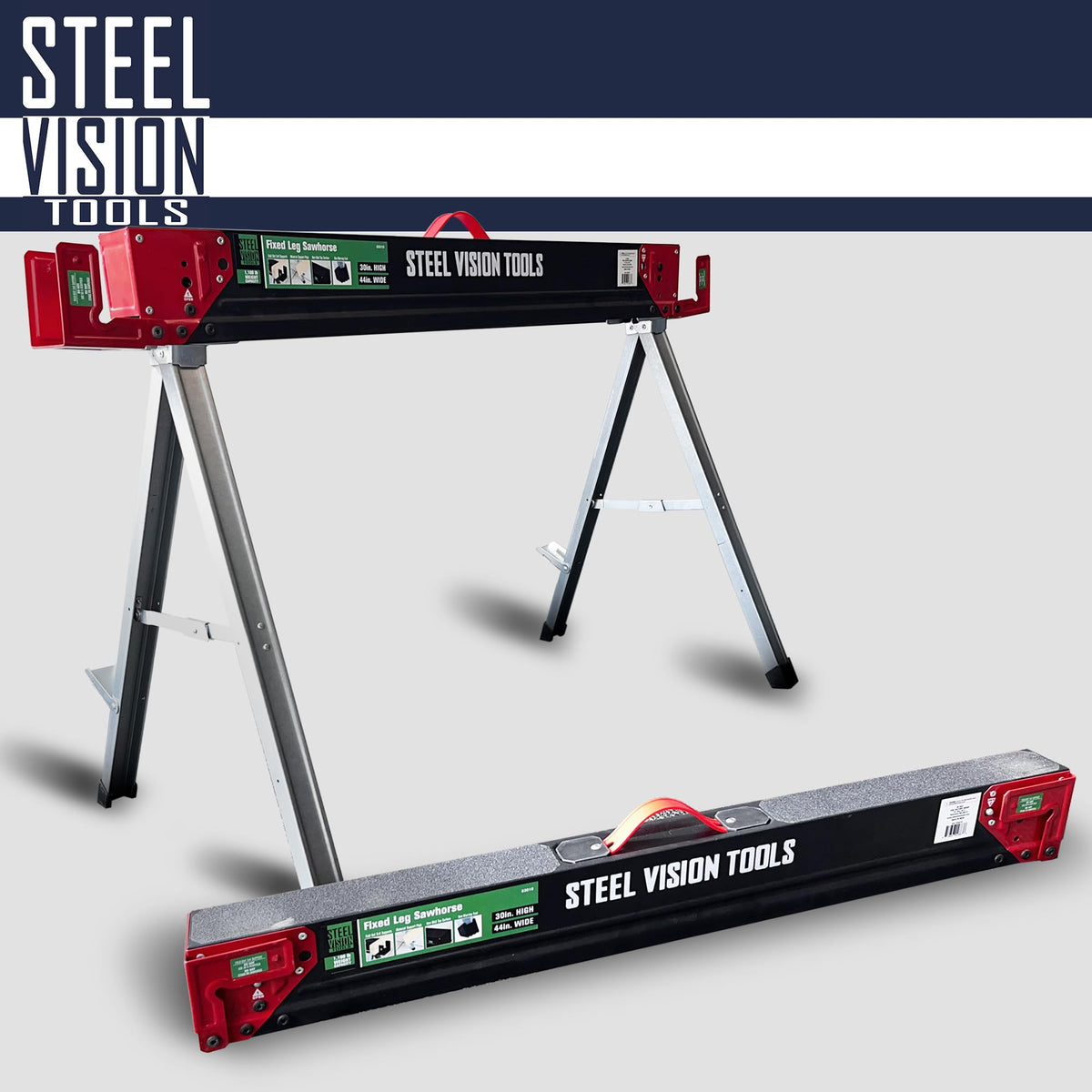 Folding Heavy Duty Metal Sawhorse 2 Pack with 2x4 Support Bracket B661