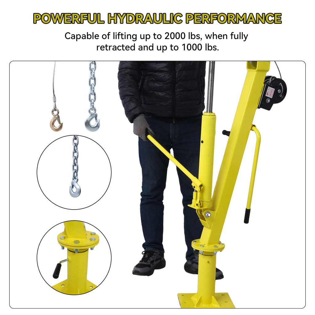 2000 lbs Folding Truck Crane with Hydraulic Winch S365