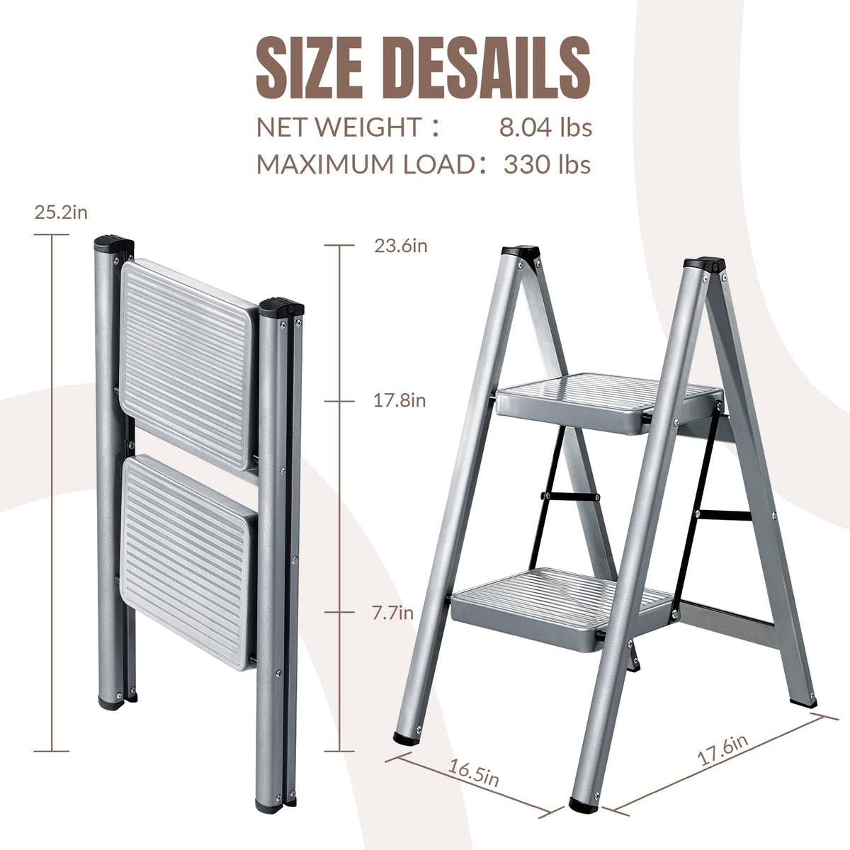 2 Step Steel Folding Step Stool J594991