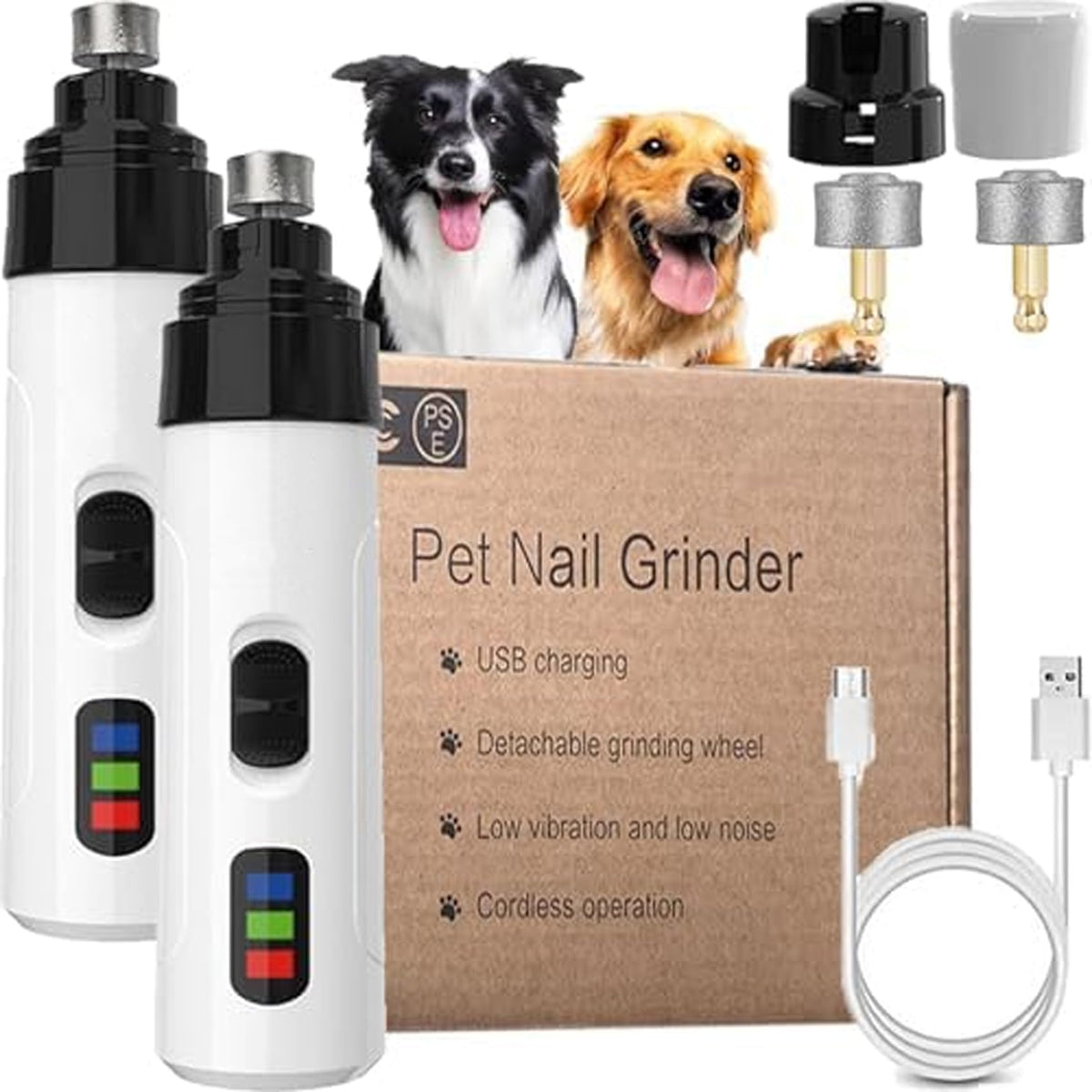 Rechargeable Quiet Low Vibration Electric Dog Nail Grinder & Trimmer with LED Light T58119