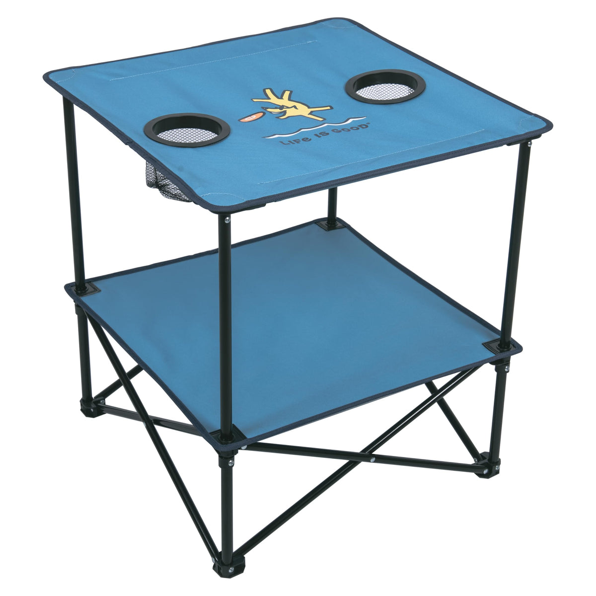 22” Square Compact Outdoor Folding Table with Cup Holders and Carry Bag I1536