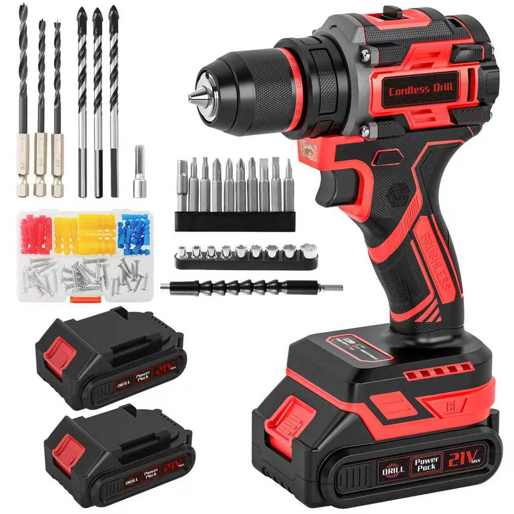 21V Brushless Cordless Drill with 2.0Ah Power Pack and Charger D11837