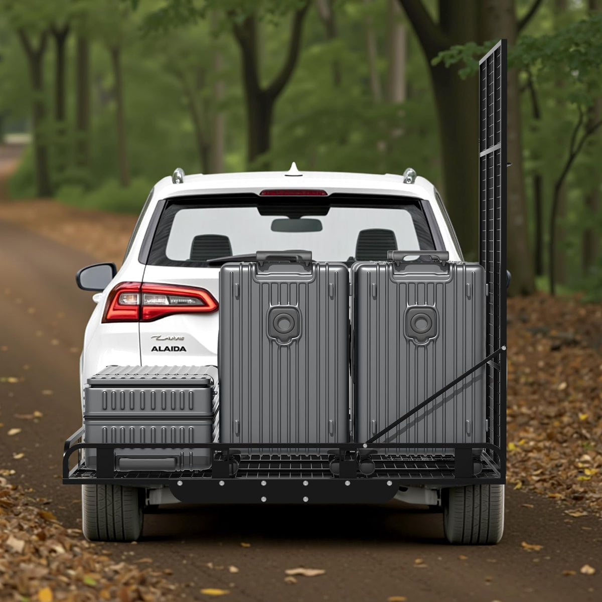 Hitch Cargo Carrier, 800lb Capacity Aluminum Cargo Basket with Folding Ramp C286