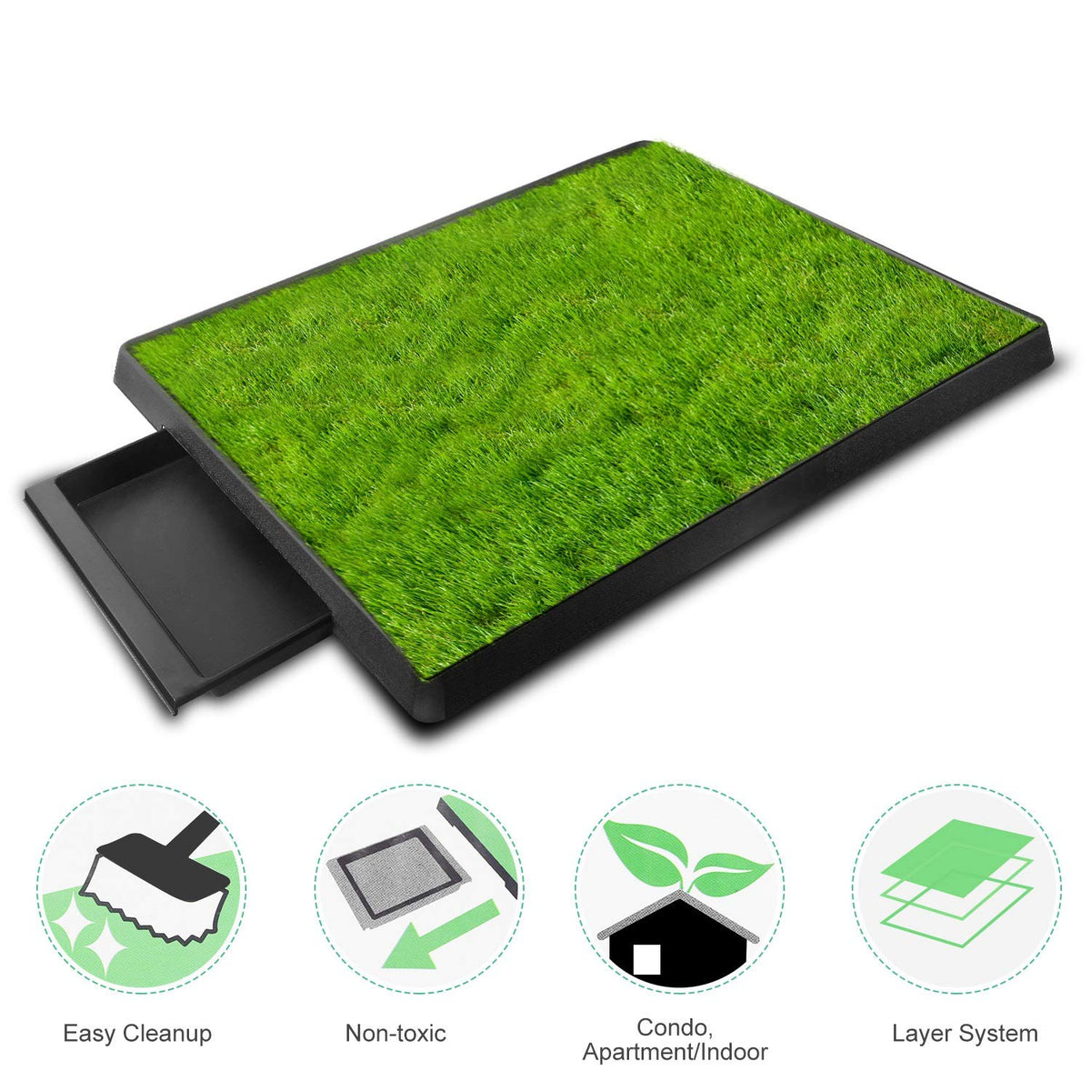 Artificial Grass Dog Potty Mat with Removable Waste Tray V687097