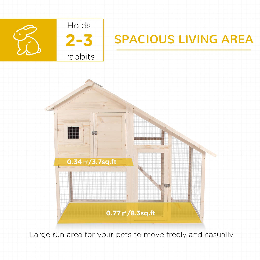 55" 2-Tier Wooden Rabbit Hutch with Ramp F9180