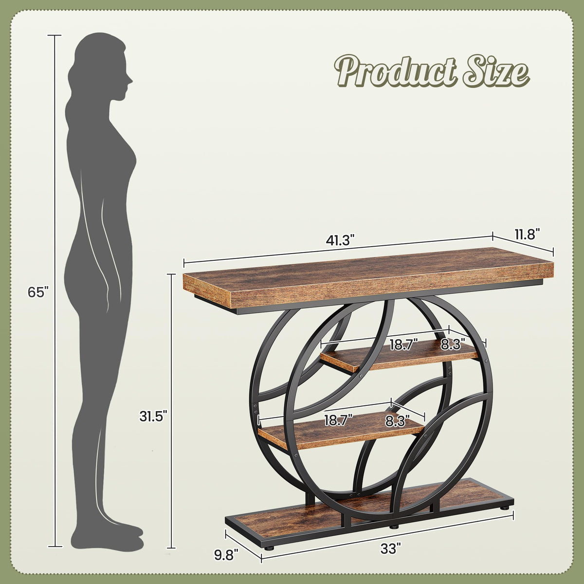 41.3 Inch Entryway Table with Curved Metal Frame O5524