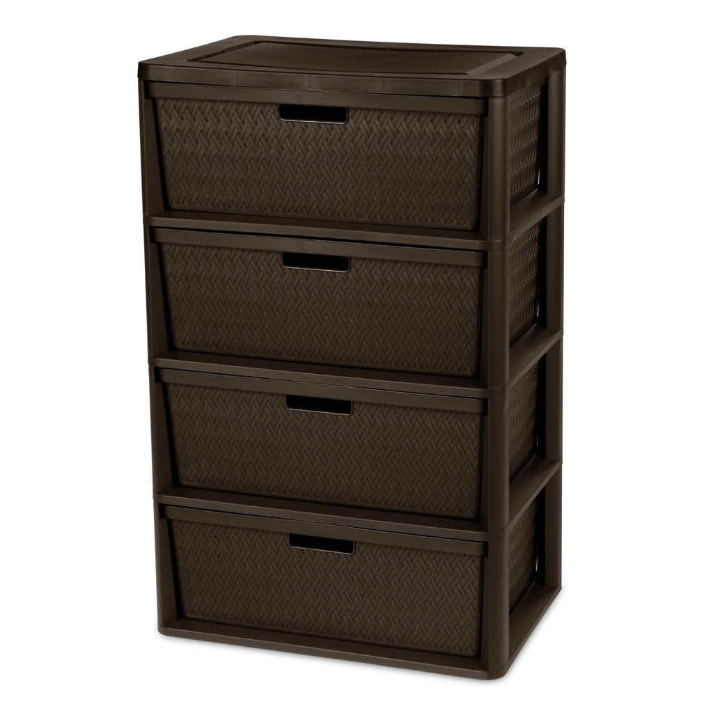 Dark Brown 4 Drawer Plastic Drawer Tower U72126