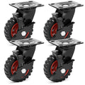 5 Inch Heavy Duty Rubber Casters Set of 4 with Brake S1290