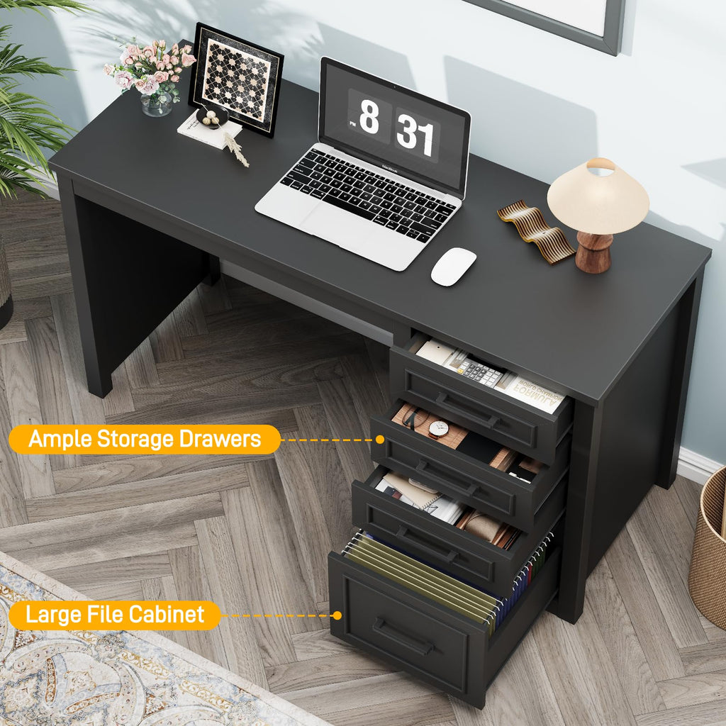 Black Executive Desk with File Drawer Q2763