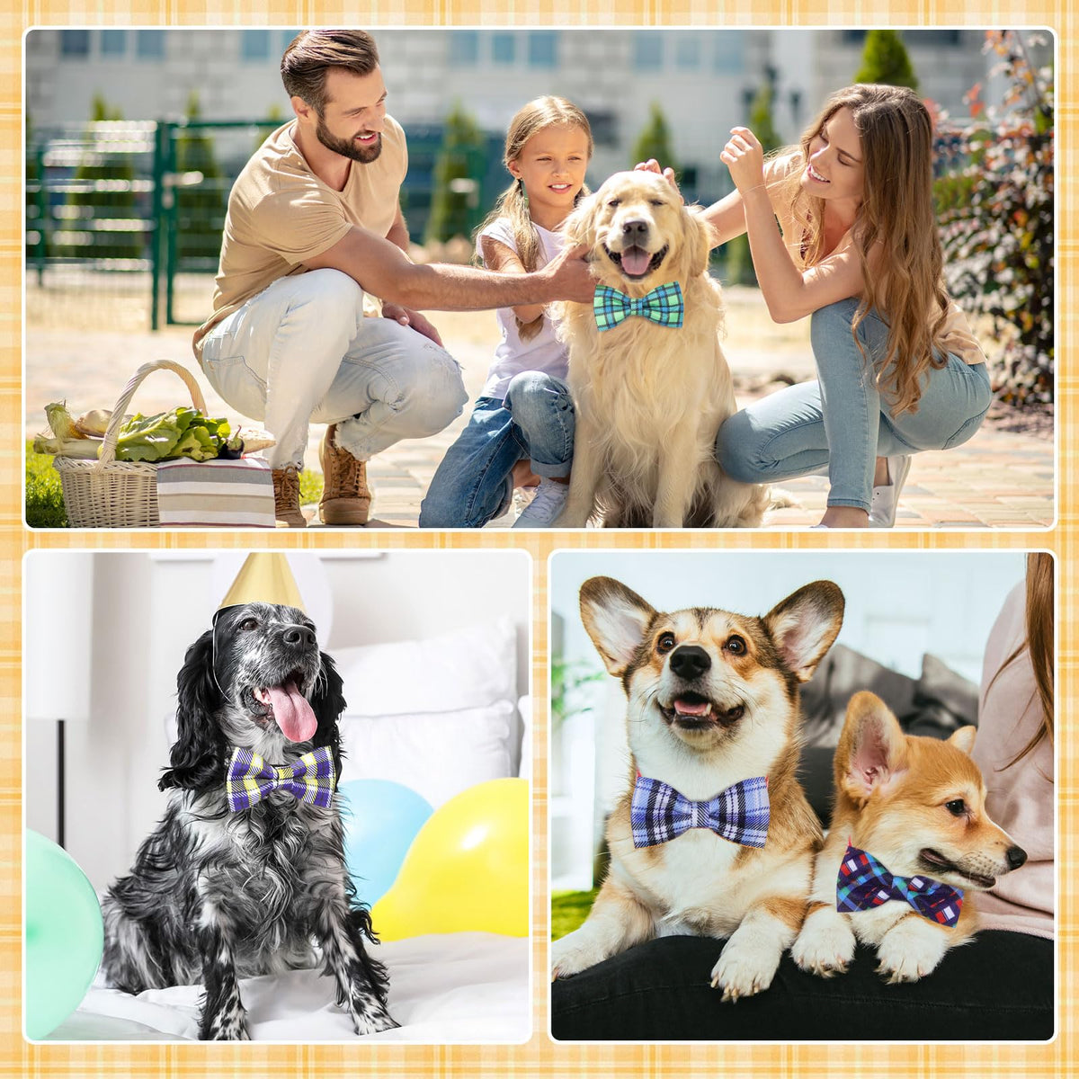 Plaid Dog Collar Bow Ties M580600